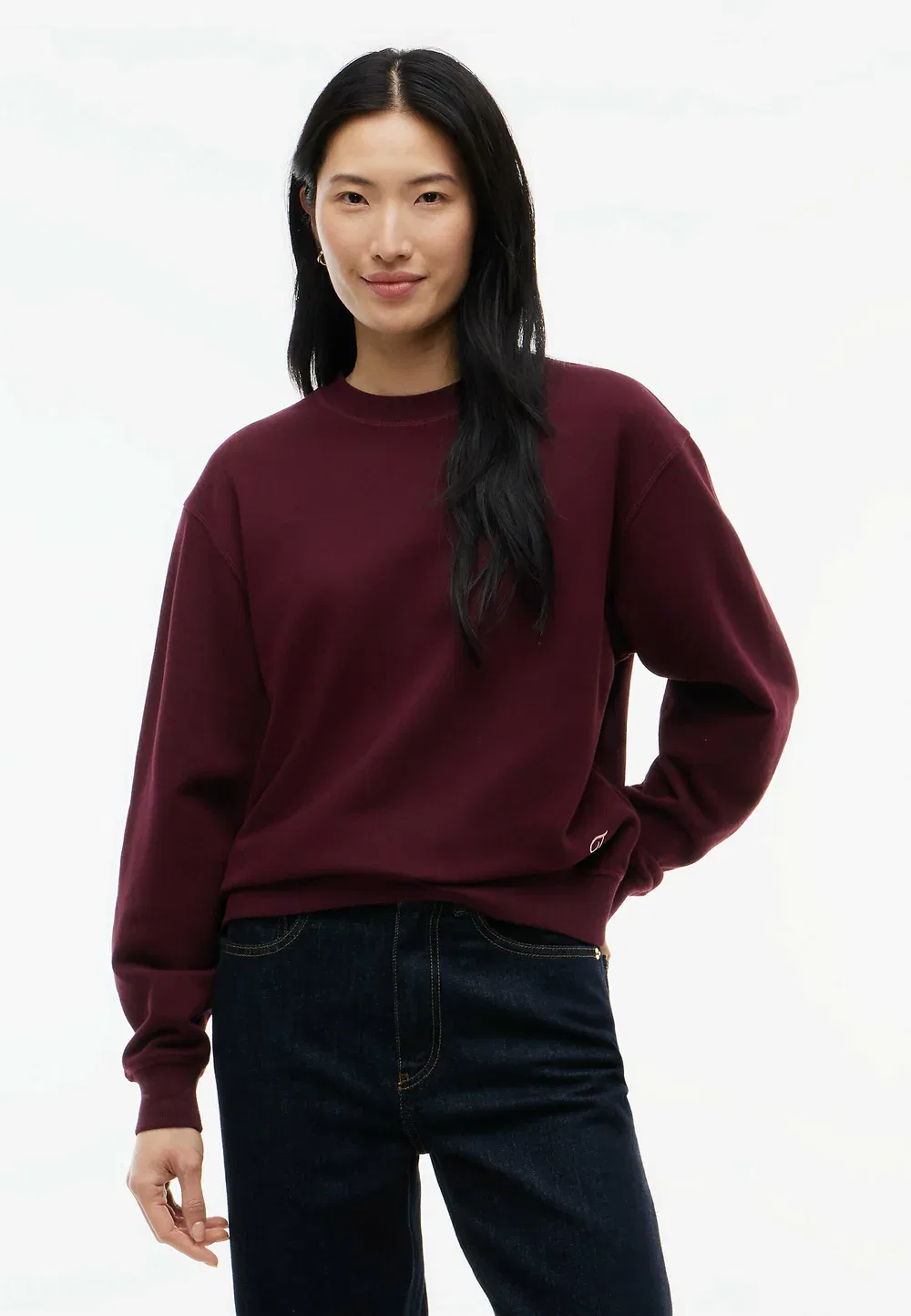 Толстовка с круглым вырезом и логотипом в тон ткани - толстовка Tommy Hilfiger, Deep Burgundy
