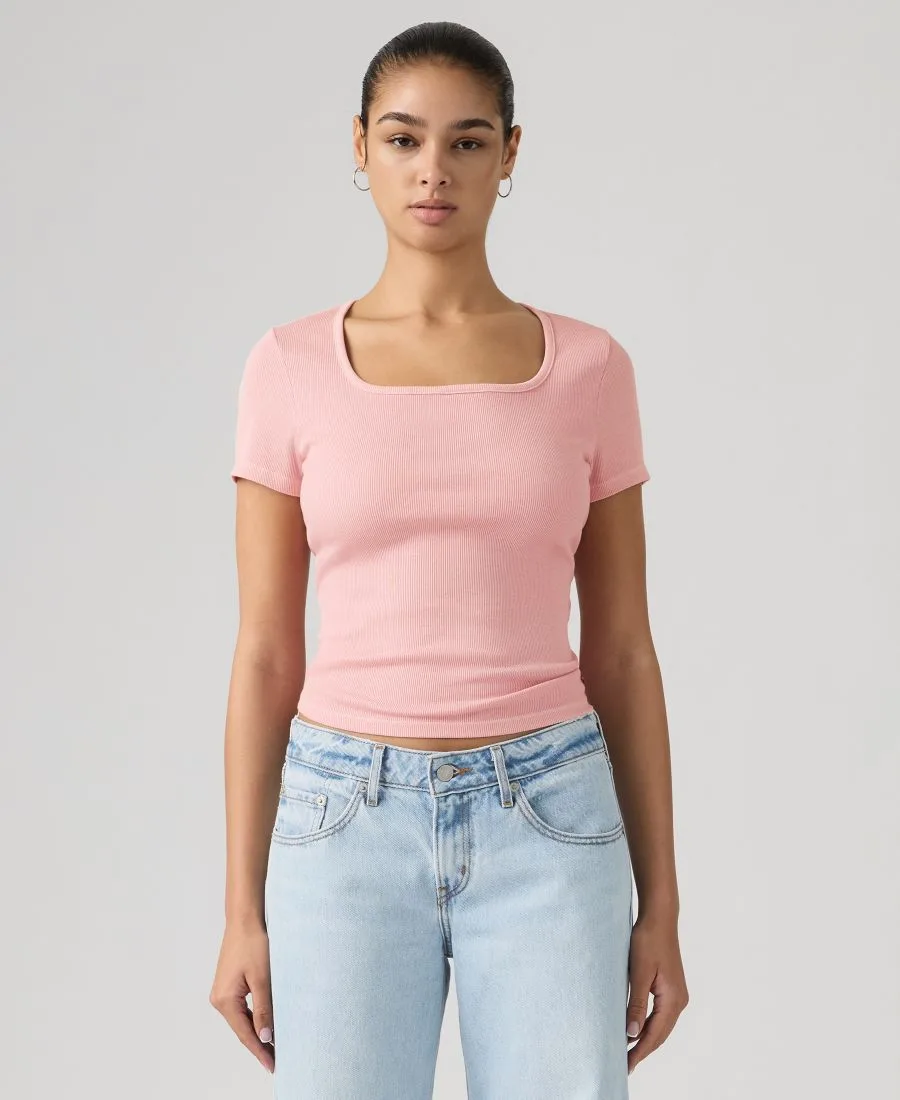 Женская базовая футболка с квадратным вырезом Levi's, Garment Dye Fa191913 Coral Blush — фото 2
