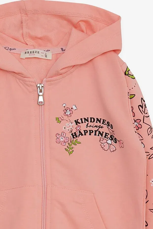 Детский кардиган для девочек с принтом Floral Printed Breeze, Salmon — фото 4