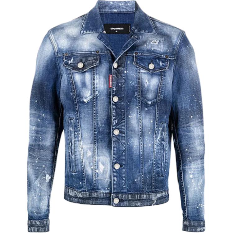 

DSQUARED 2 Джинсовая куртка с брызгами краски, Blue
