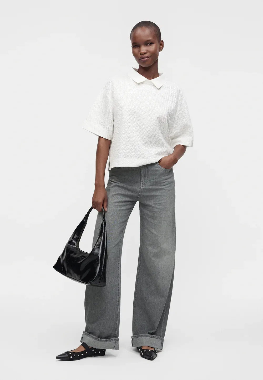 Брюки с карманами - широкие штанины Emporio Armani, Medium Grey Denim — фото 2