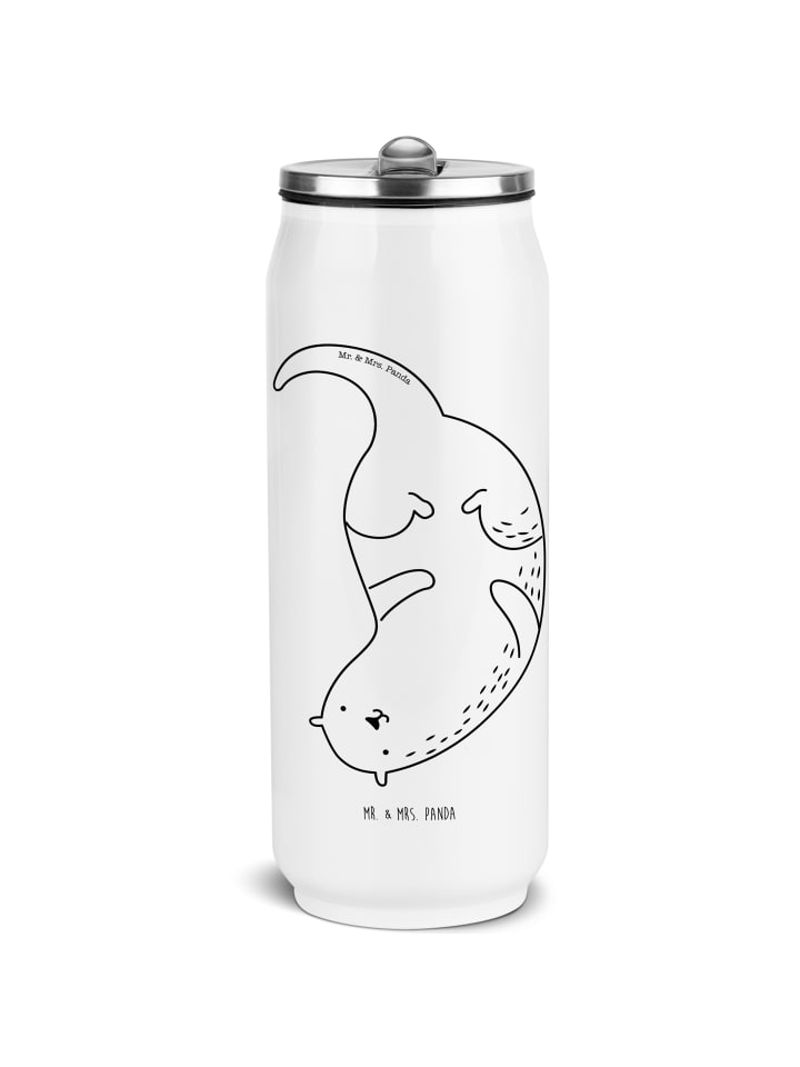 

Mr. & Mrs. Panda Бутылка с водой, в которой пьет выдра, перевернутая вверх дном, без надписи, белого цвета