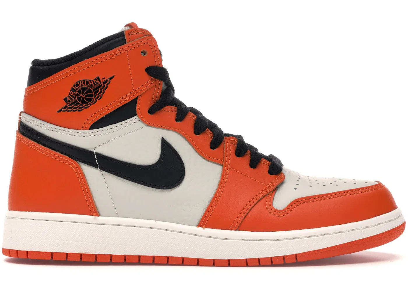 Детские кроссовки с принтом Jordan 1 Retro Reverse Shattered Backboard Jordan, Sail/Starfish-Black