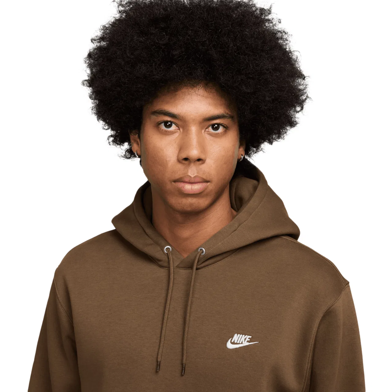 Мужское худи Nike Club Pullover, коричневый/белый — фото 3