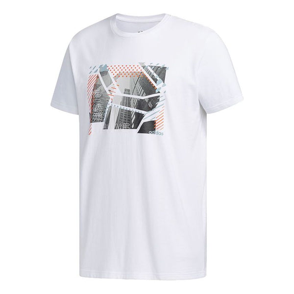 

Футболка neo m fav photo t 2 contrasting colors pattern casual sports short sleeve white Adidas, белый