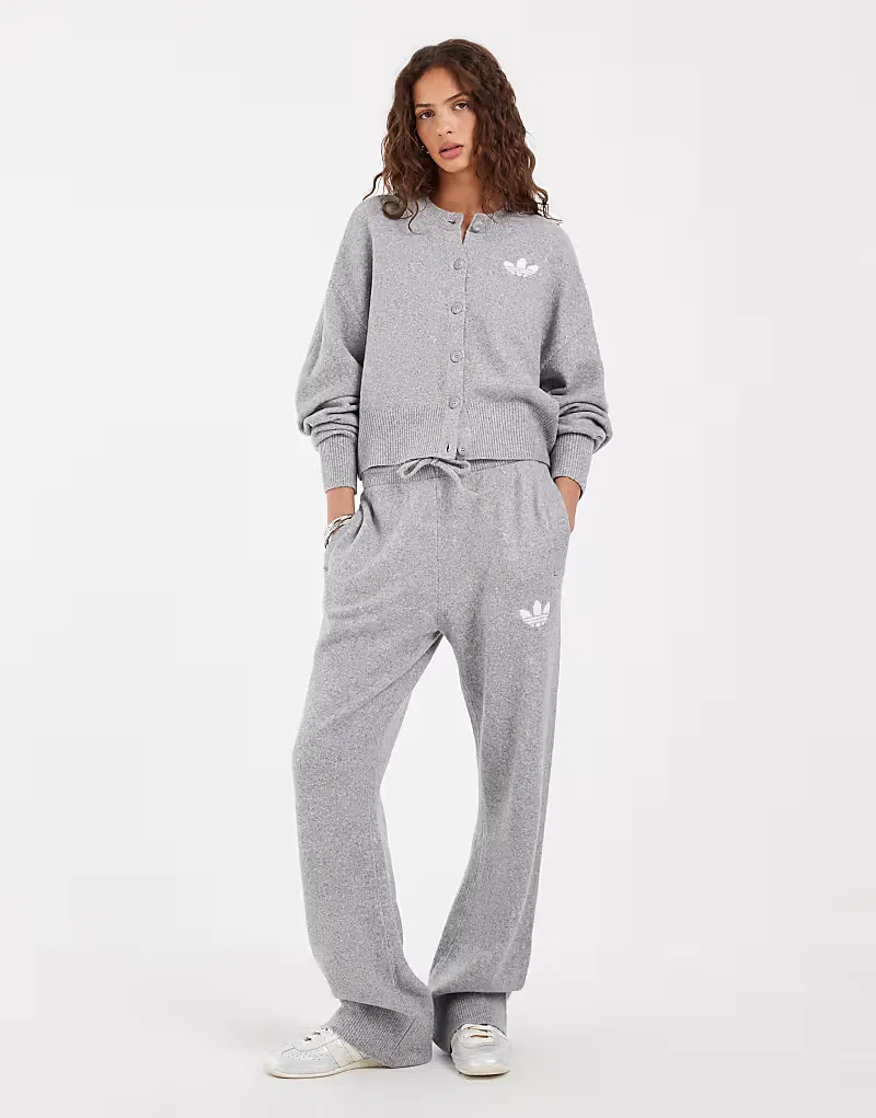 Вязаный кардиган Adidas Originals, серый — фото 3