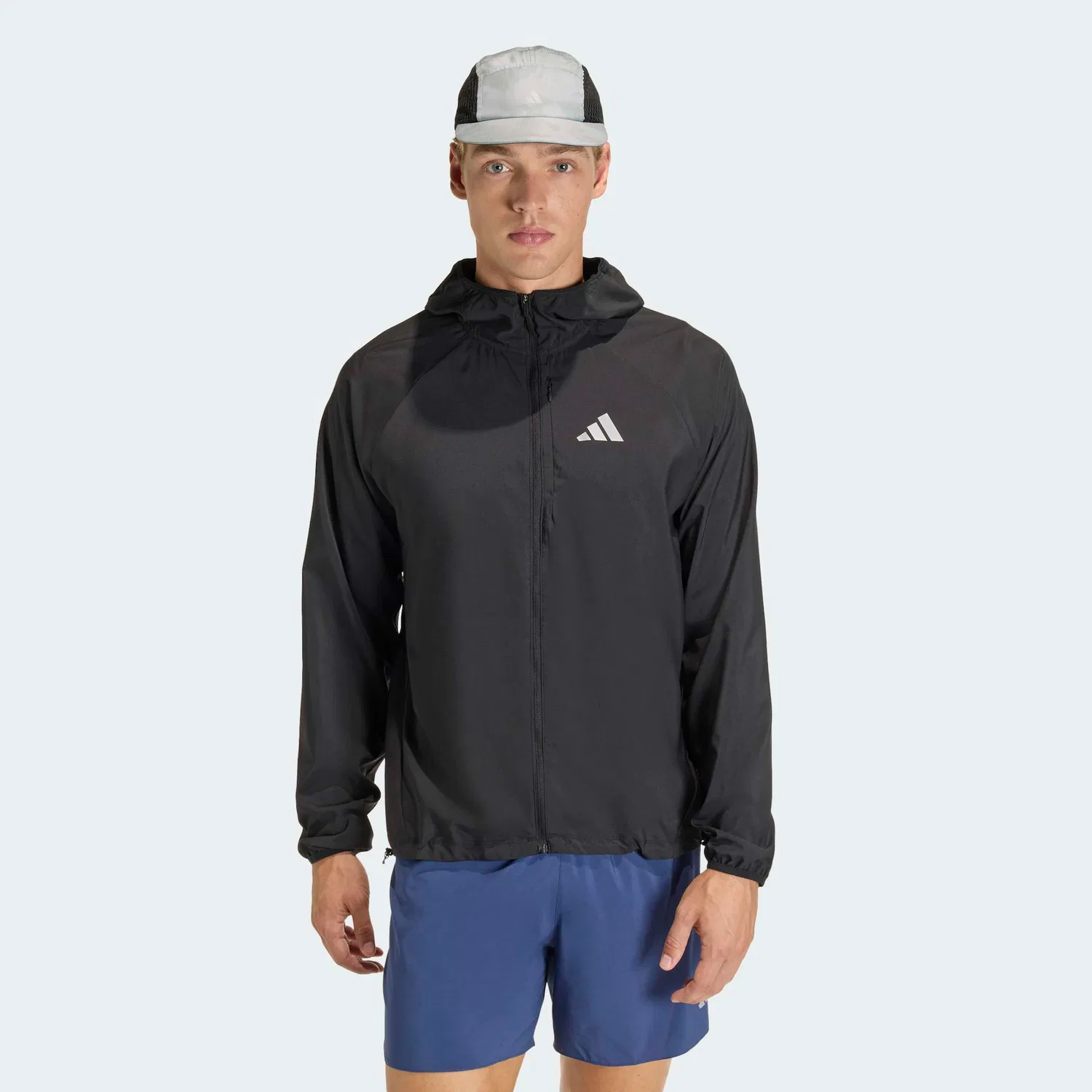 Мужская легкая беговая куртка с капюшоном Adidas Performance, Black