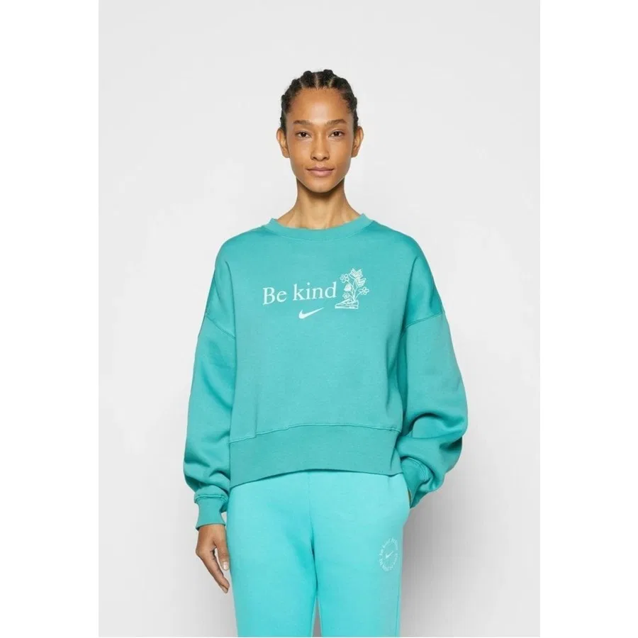 Свитшот женский оверсайз с флисом Sportswear Trend Fleece Nike, Зеленый — фото 2