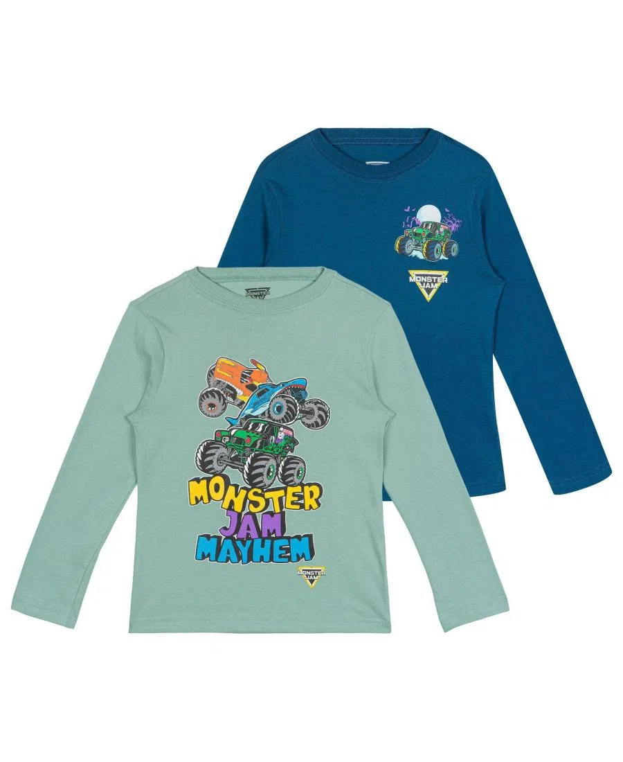 Комплект из 2 футболок с длинным рукавом Monster Jam, Sage Blue Grave Digger