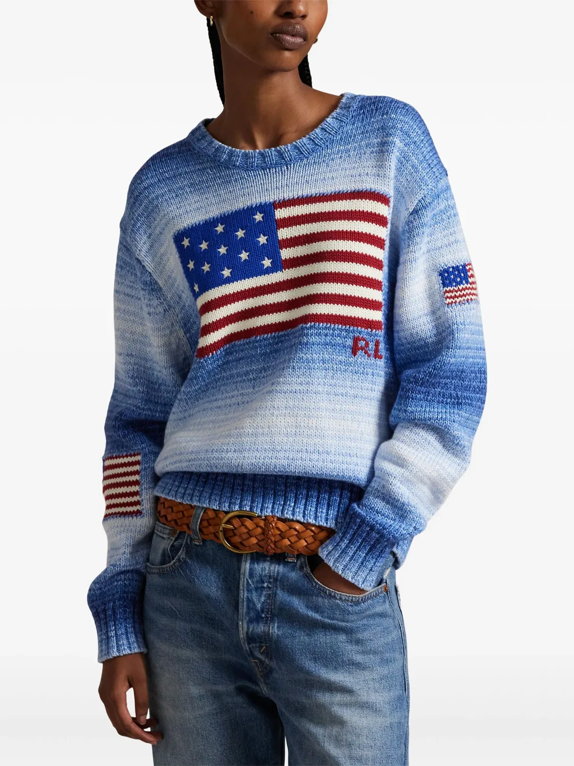 Свитер с флаговым мотивом, хлопок Polo Ralph Lauren, синий — фото 3