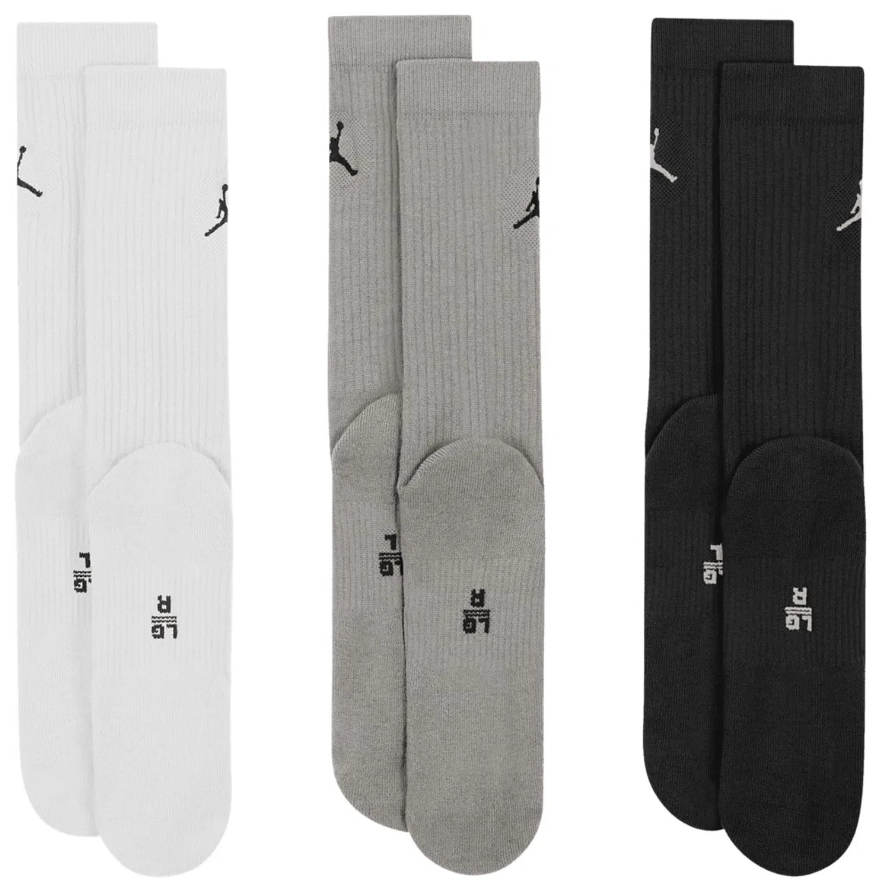 Носки для мужчин Every Day Cushioned Crew 3 Pack Jordan, цвет Grey/Black — фото 2