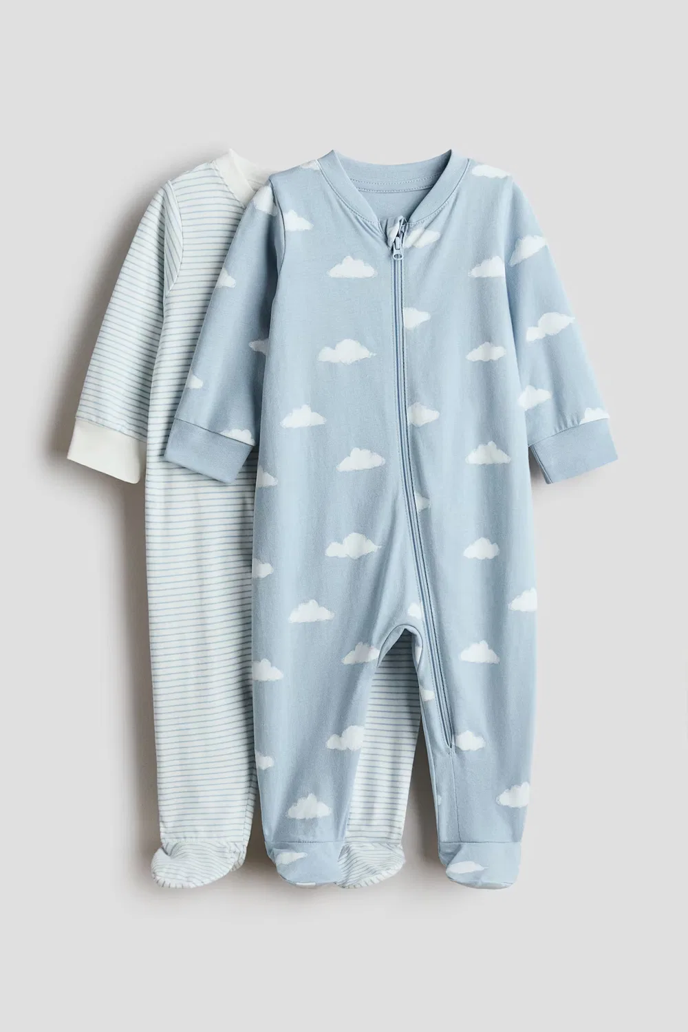 Комплект из двух пижам с принтом и застежкой-молнией H&M, Hellblau/Gemustert