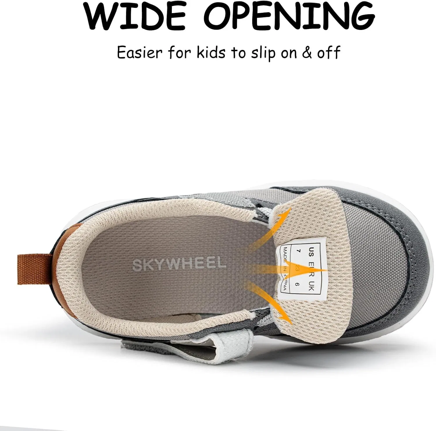 Детские кроссовки для мальчиков повседневные SKYWHEEL, Gray Toddler Shoes — фото 3