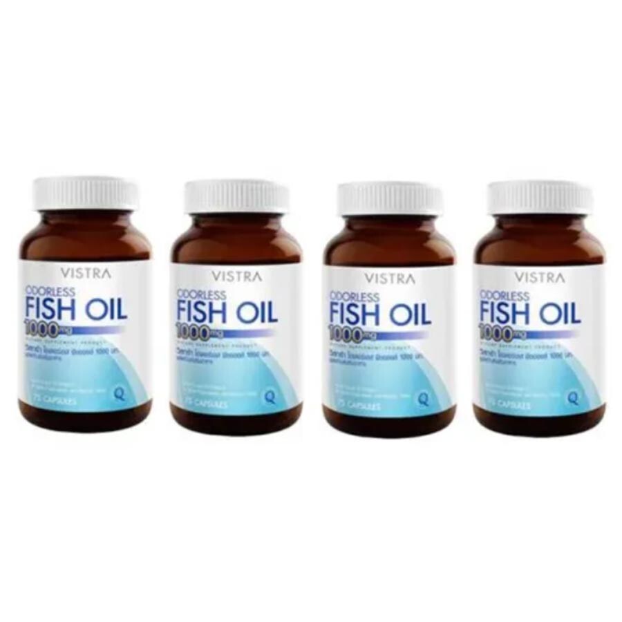 

Рыбий жир Vistra Odorless Fish Oil 1000 мг, 4 банки по 75 капсул