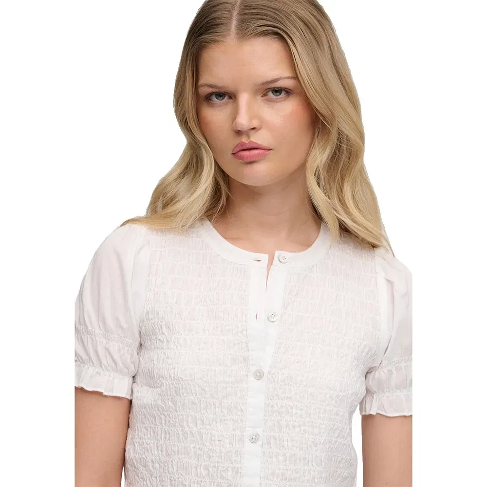 Женская футболка с коротким рукавом и сборкой Smocked Superdry, White — фото 3