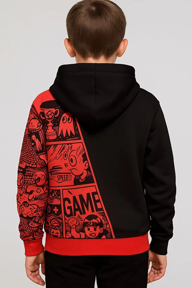 Детские свитшот для девочек с принтом Gamer 3D Printed Import Back Front Full Printed Premium Edizen, Черный — фото 4