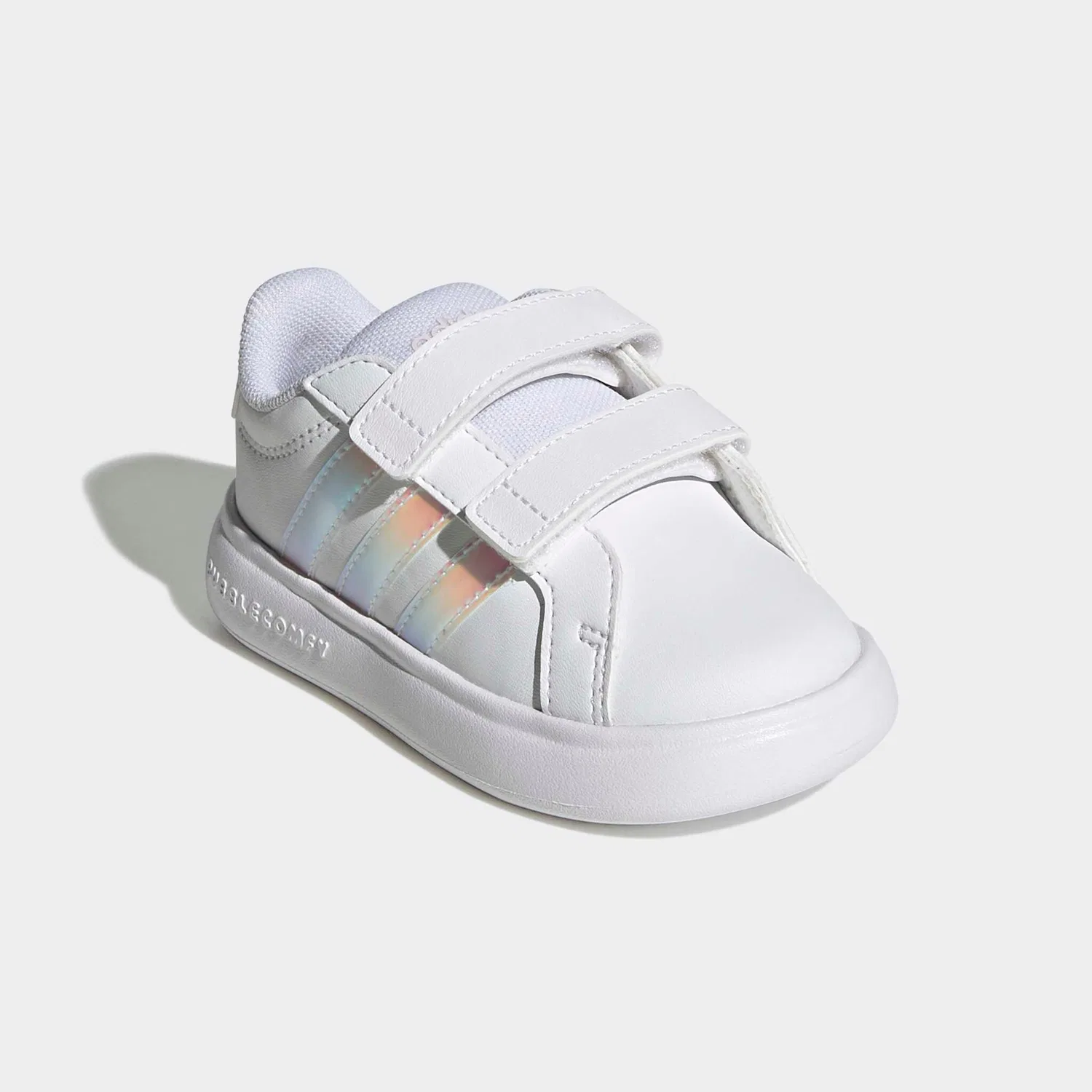 Детские кроссовки на липучке Grand Court 3.0 Bubble Adidas, Cloud White/Iridescent/Almost Pink