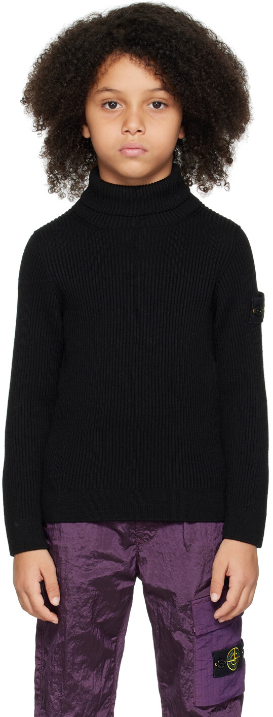 

Детская черная водолазка с нашивками Stone Island Junior, Черный, Детская черная водолазка с нашивками Stone Island Junior
