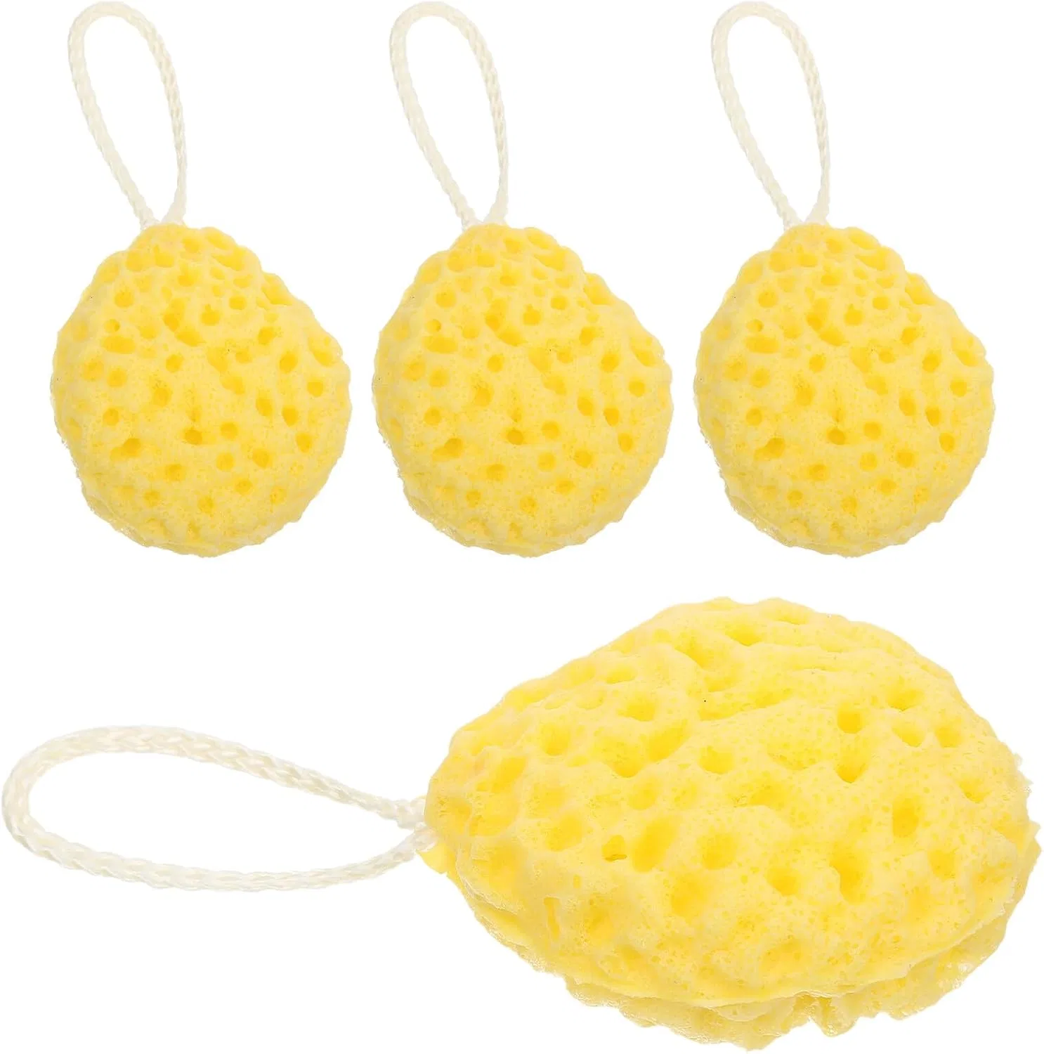 Мочалка для душа Honeycomb, Abaodam, 4 шт, 10x8.5x4 см, Желтый