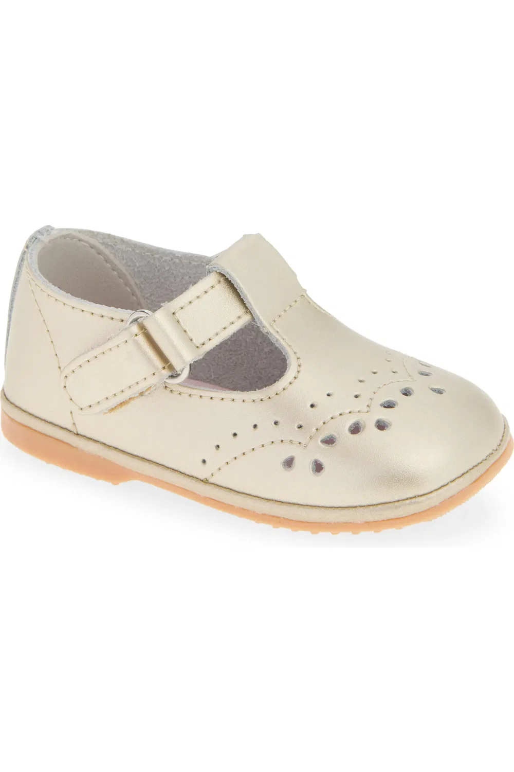 Туфли детские на плоской подошве Birdie T-Strap L'AMOUR, Gold