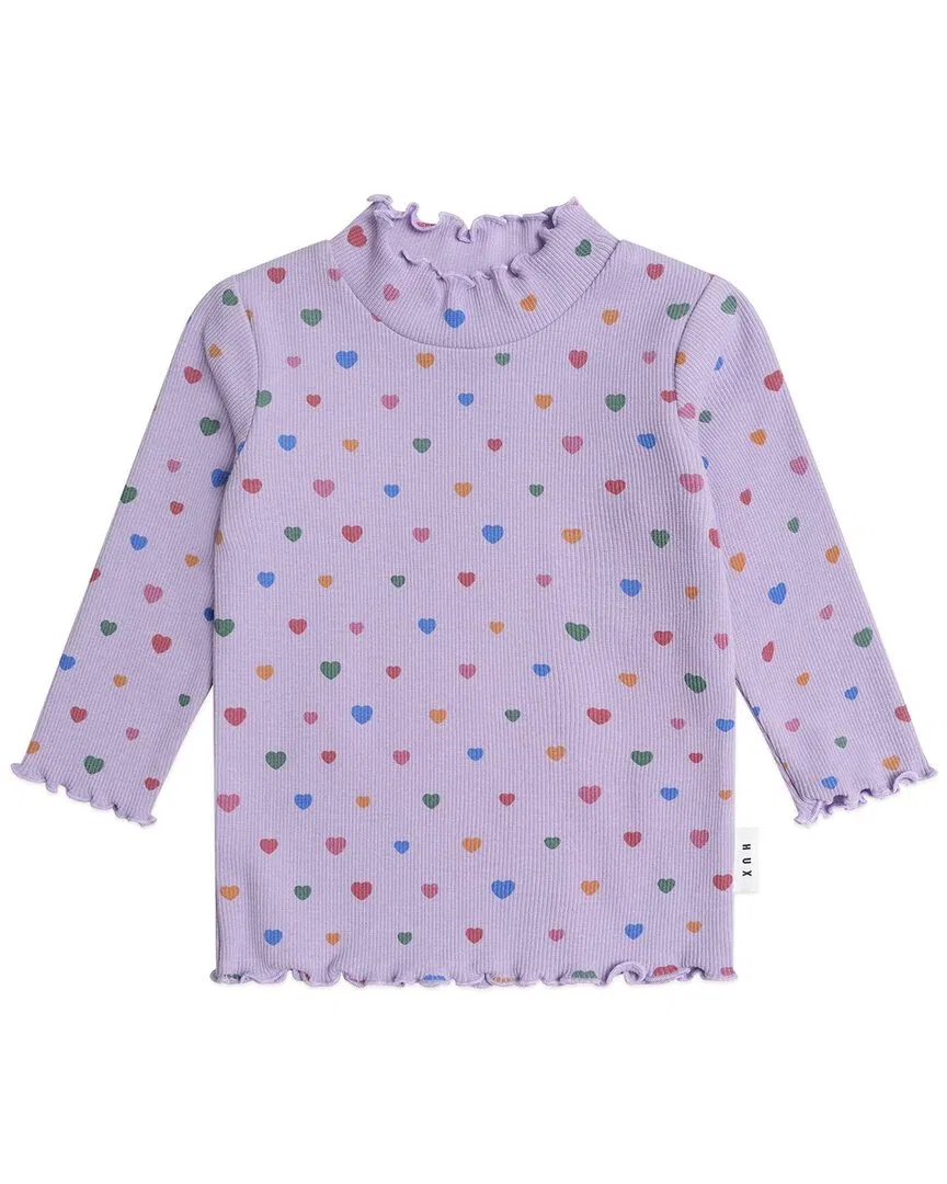 Детский лонгслив для девочек с принтом сердечек I Heart Cake Rib Skivvy Huxbaby, фиолетовый