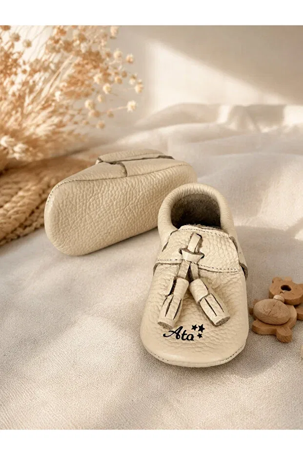 Детские мокасины для девочек из натуральной кожи Viela Gift Atelier, Nude Color — фото 2