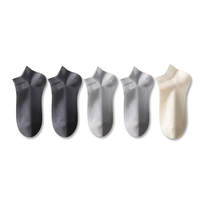Детские носки-следки набор 5 пар MINISO, Dark Gray 2 Light Gray 2 Khaki 1