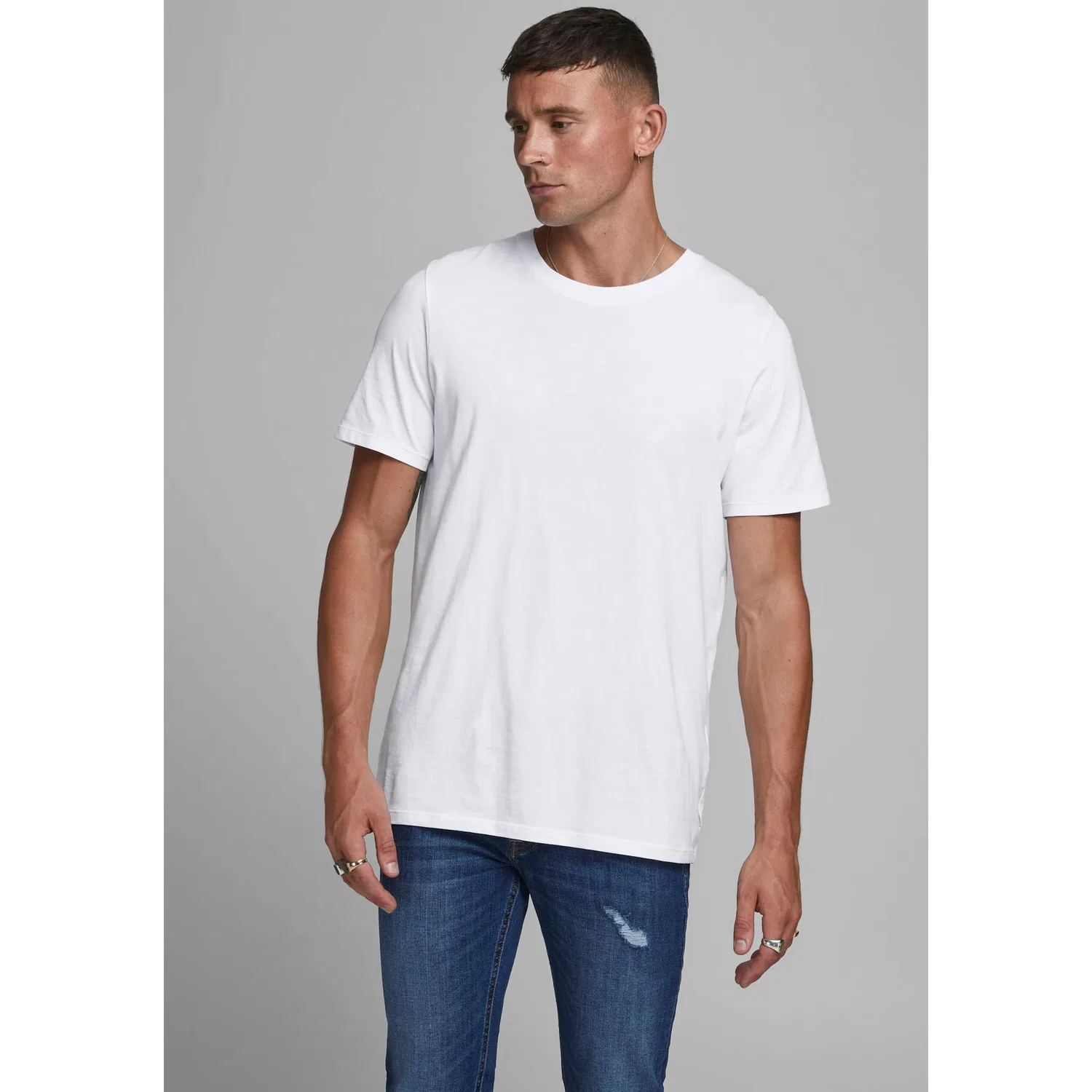 Детская хлопковая джерси футболка с круглым вырезом Jack & Jones, White — фото 2