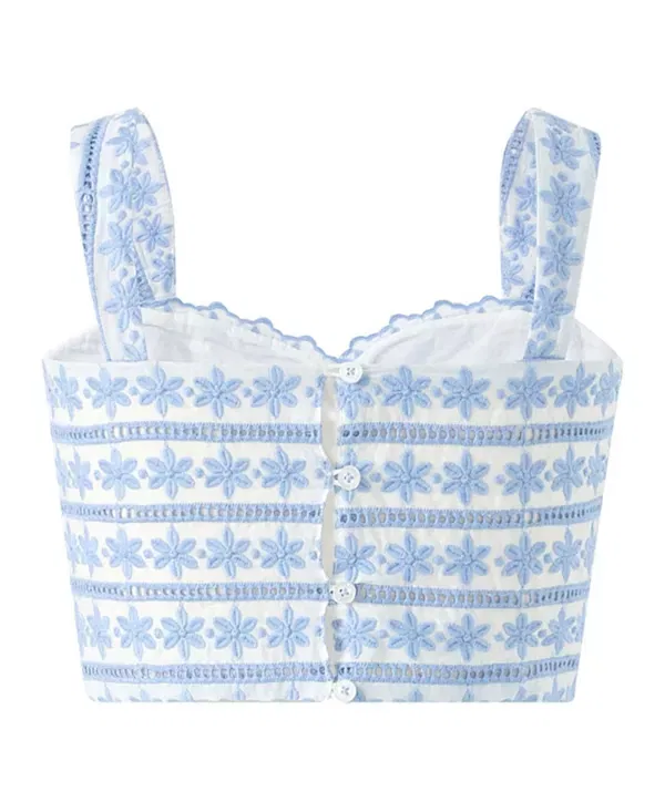 Детский топ для девочек с воланами Odessa Frill Embroidered Marlo Kids, Powder Blue — фото 2