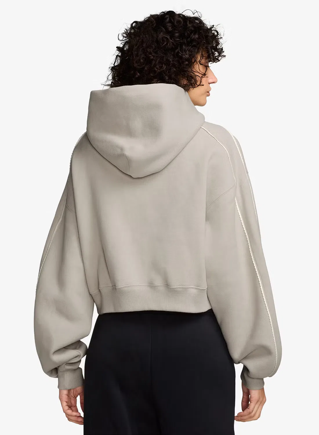Худи с мягким флисом Studio fleece cropped scallop Nike, кремовый — фото 2
