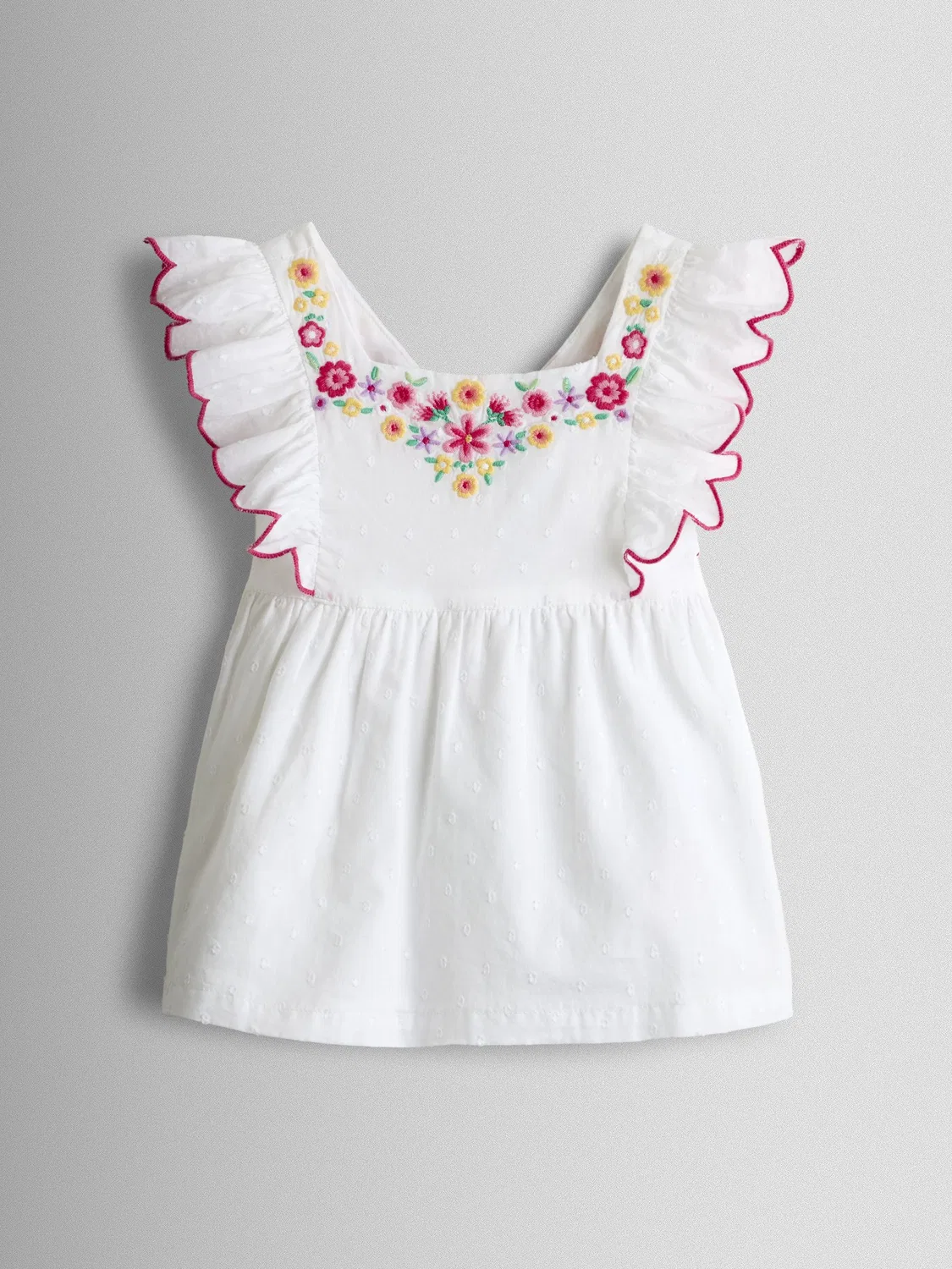 Комплект из топа и шорт с вышивкой, JoJo Maman Bébé, White Strawberry Floral — фото 3
