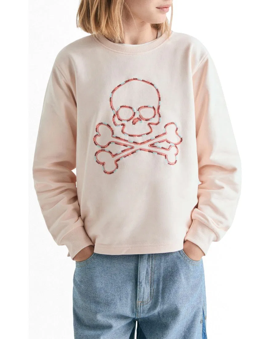 Детский свитшот с вышивкой и контрастной отделкой Scalpers, Light Pink