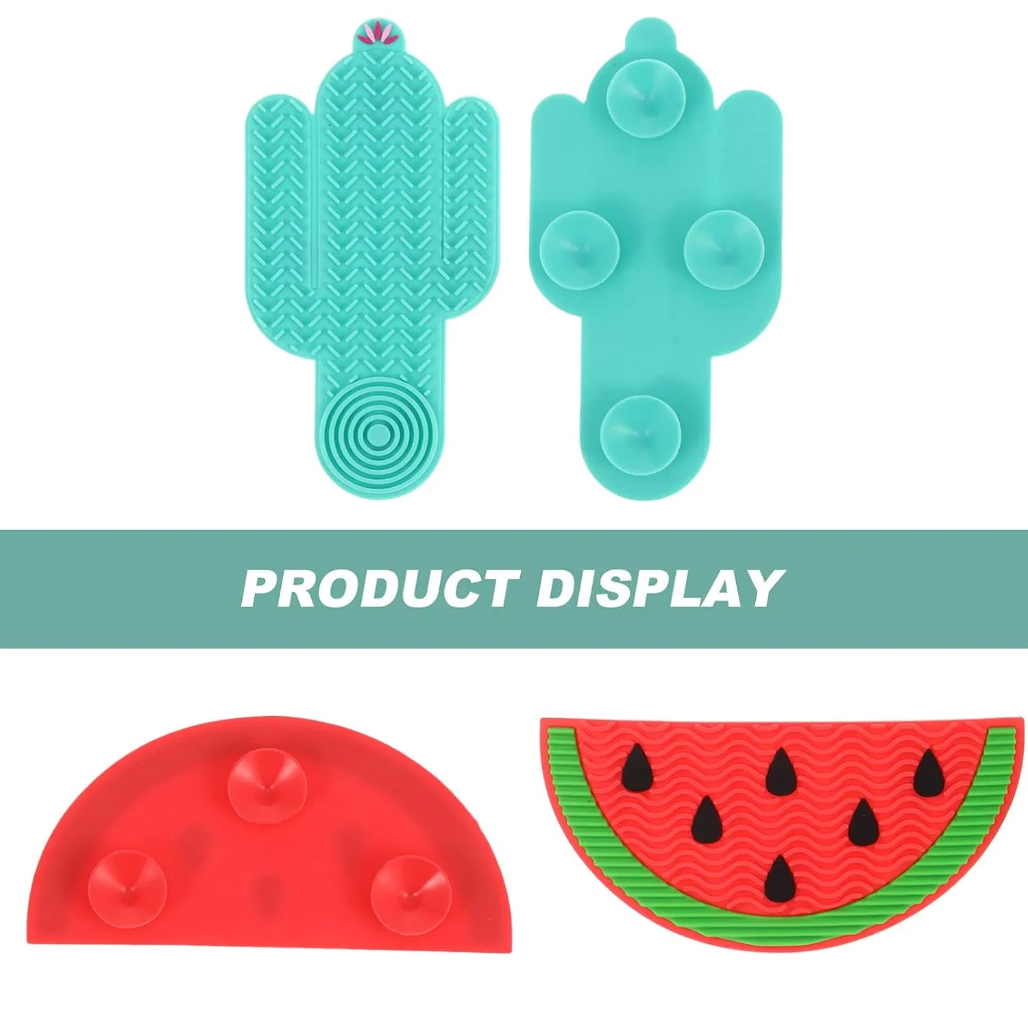 Набор для чистки кистей Silicone Cleaning Mat, PACKOVE, 2 шт, 15x7x0.5 см, Watermelon Cactus — фото 3