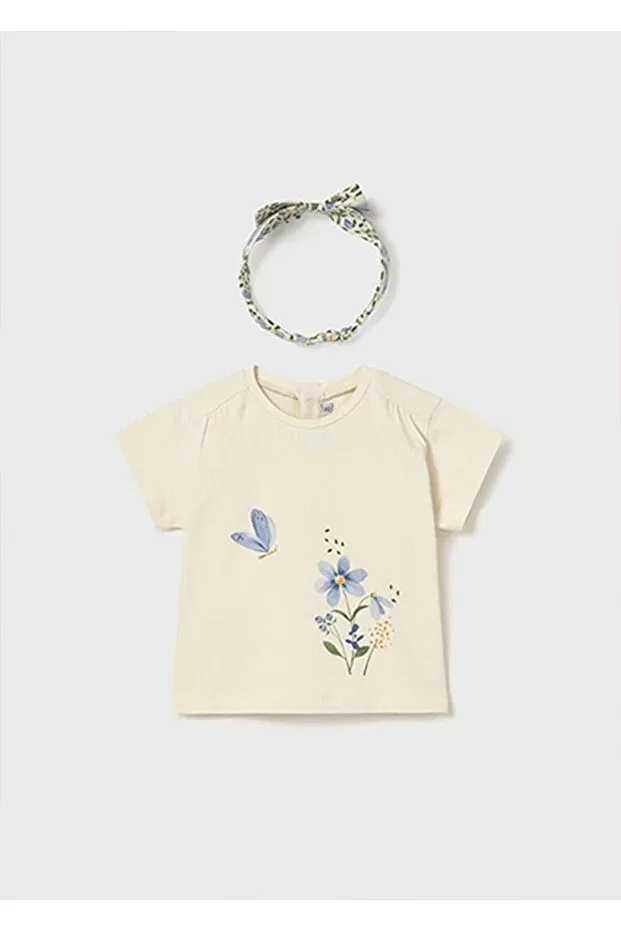 Детская футболка для девочек с коротким рукавом Summer baby girl hair bandana tshirt Mayoral, Nude Color