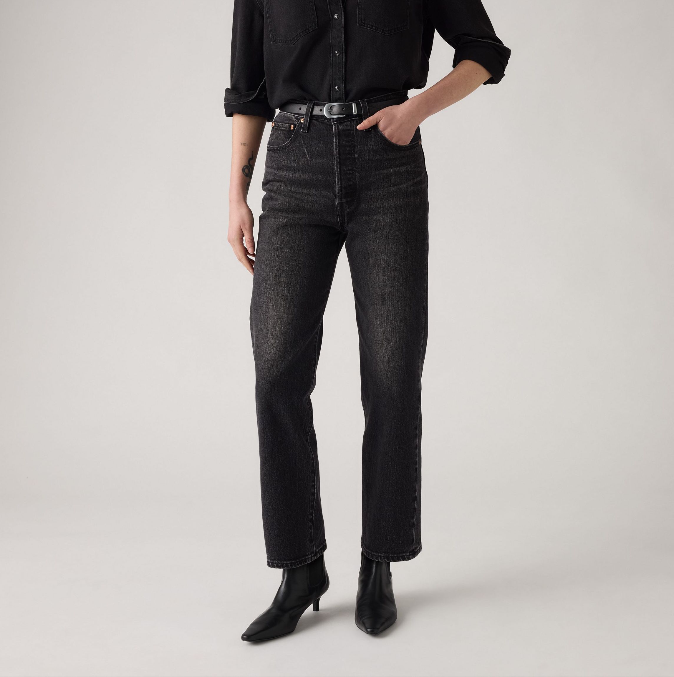 Женские джинсы Levi's Ribcage Straight Ankle, темно-серый