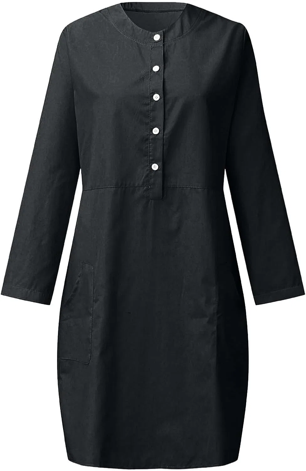 Женское повседневное платье с принтом Cotton Linen Button up, Black — фото 4