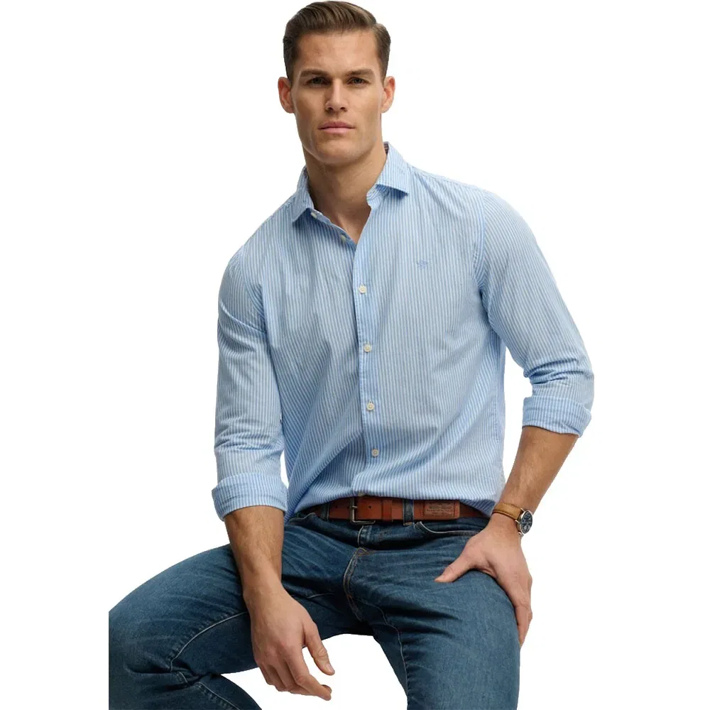 Мужская рубашка с длинным рукавом Cut Away Poplin Superdry, Blue — фото 4