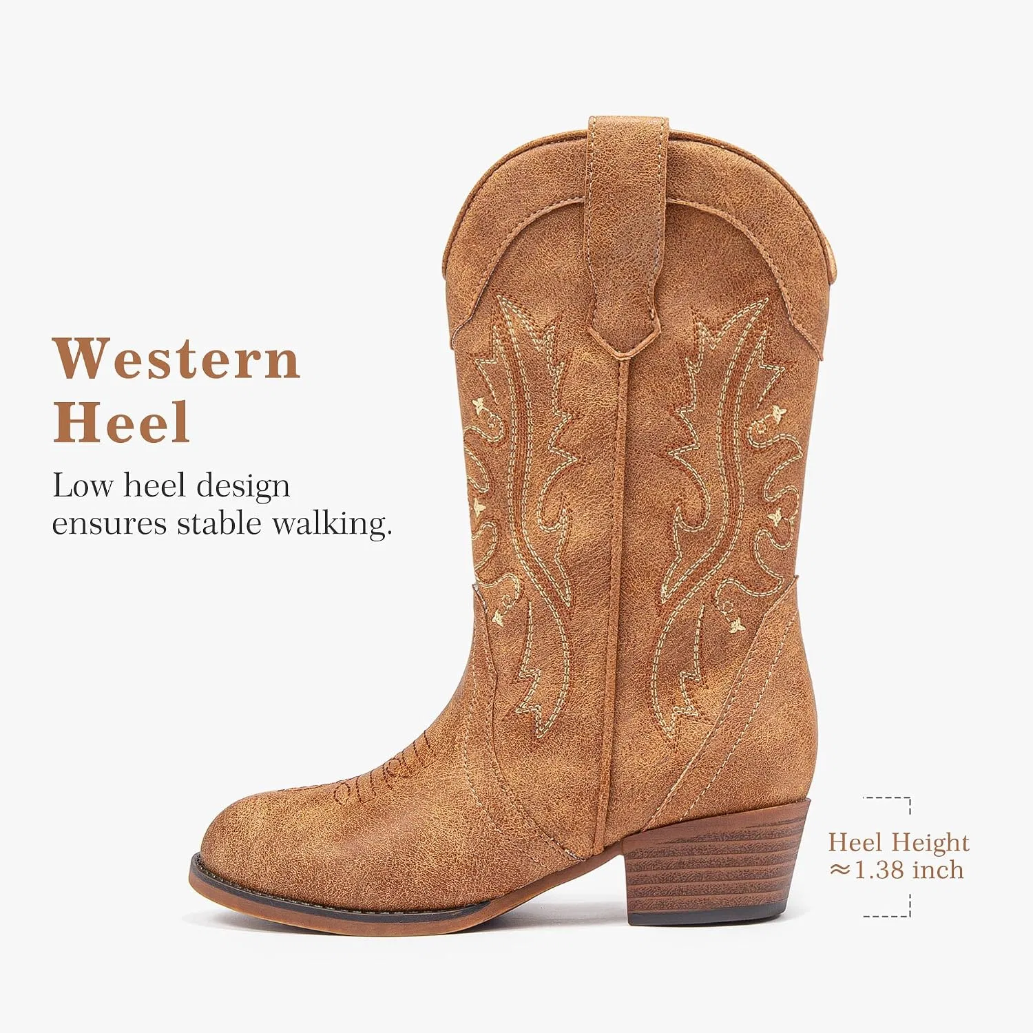 Детские сапоги для девочек с принтом ковбойским Motasha, Classic Brown — фото 4