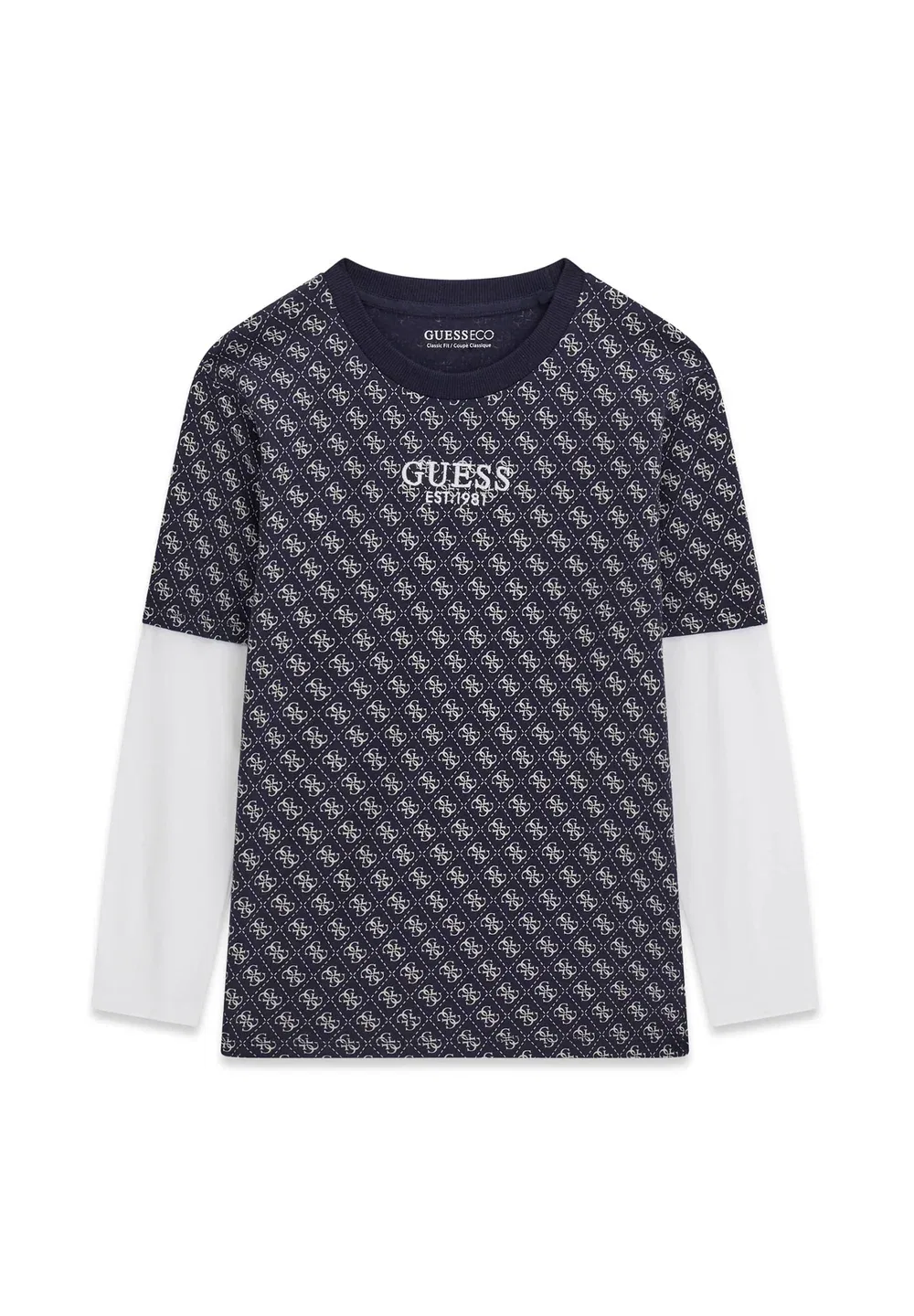 Футболка с логотипом 4G, с длинными рукавами Guess, Mehrfarbig Grundton Blau
