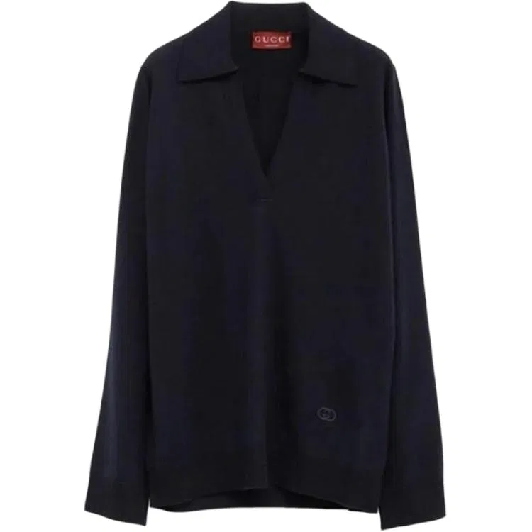 Мужской поло с логотипом Marine Blue GUCCI