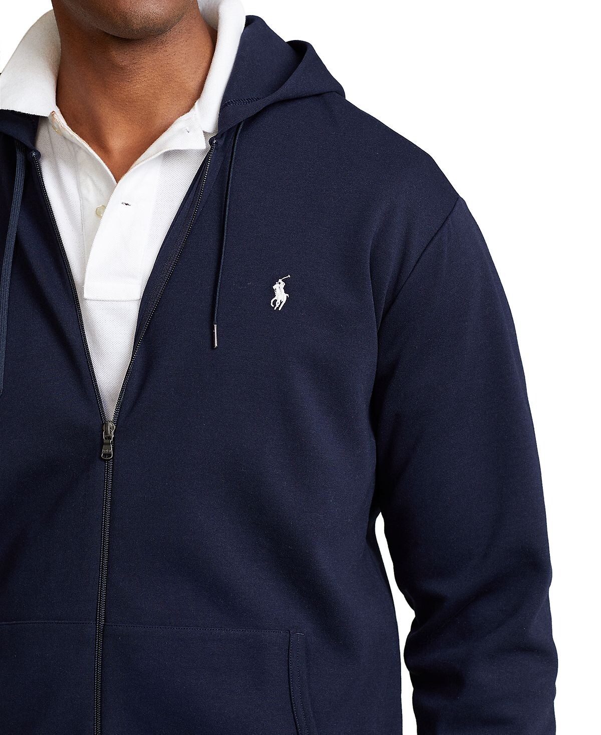 Мужская толстовка с капюшоном big & tall двойной вязки с молнией во всю длину Polo Ralph Lauren, синий — фото 4