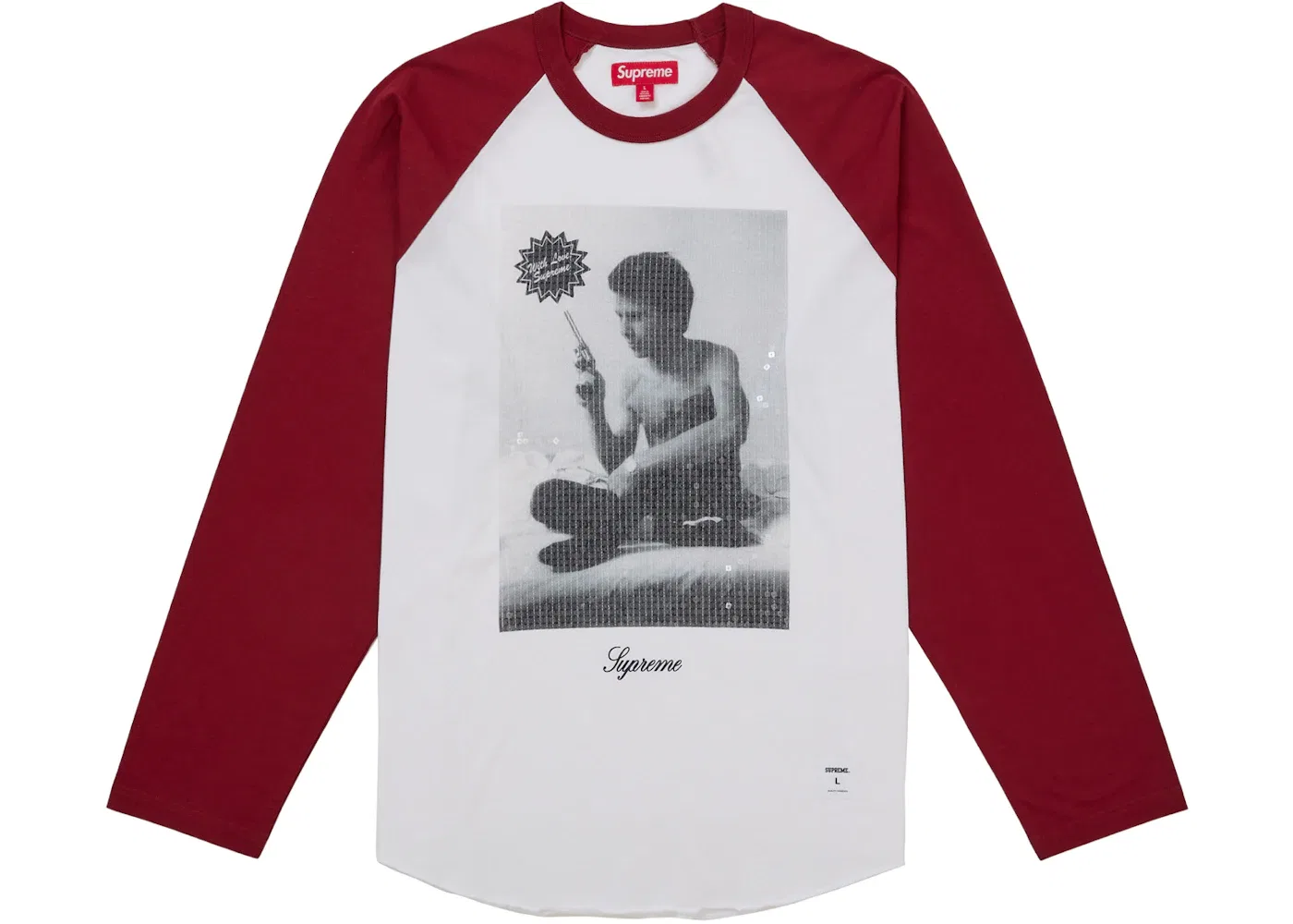 Мужской топ с принтом Larry Clark Sequin Raglan Supreme, цвет Dark Red