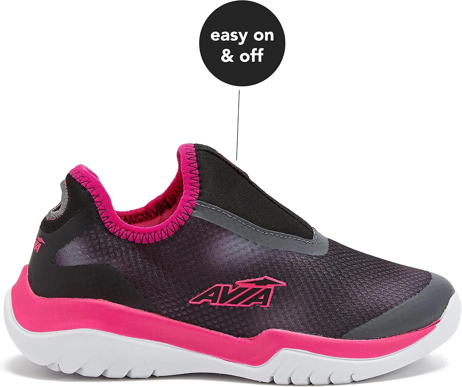 Детские кроссовки без шнуровки с легким дизайном Avi Breeze Avia, Dark Grey/Dark Pink/Black — фото 2