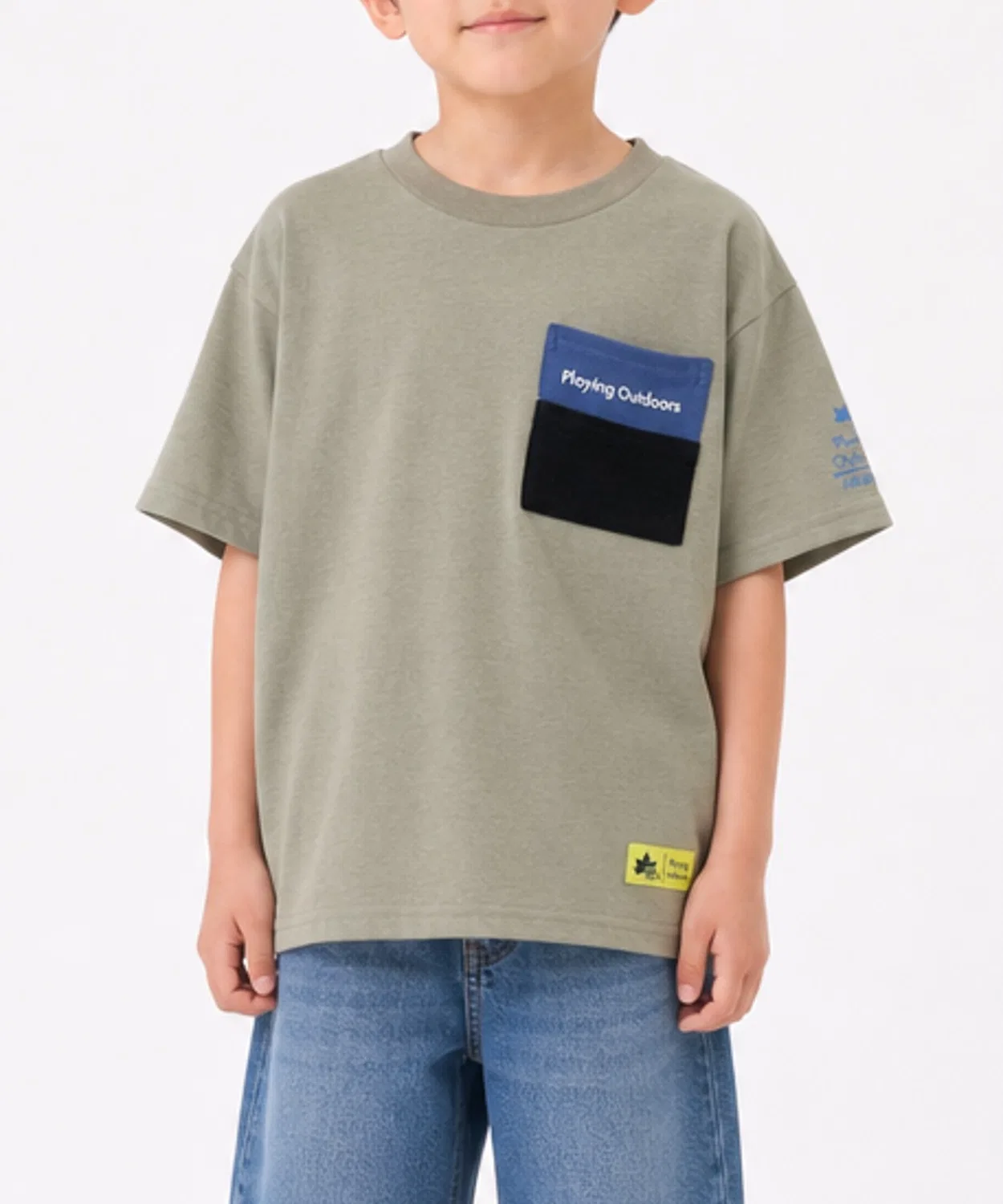 Детская футболка с коротким рукавом, с дизайнерским карманом, LOGOS, John's Closet, Цвет: Khaki