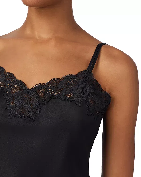 Женский комплект пижамы с кружевной отделкой New Signature Satin Lace Cami Top & Ankle Pant Pajama Set Ralph Lauren, черный — фото 2