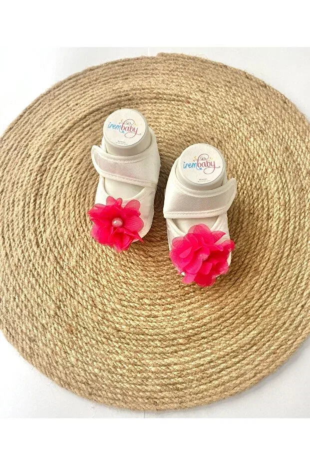 Детские пинетки для новорожденных с цветочным принтом Irembaby, Fuchsia — фото 2
