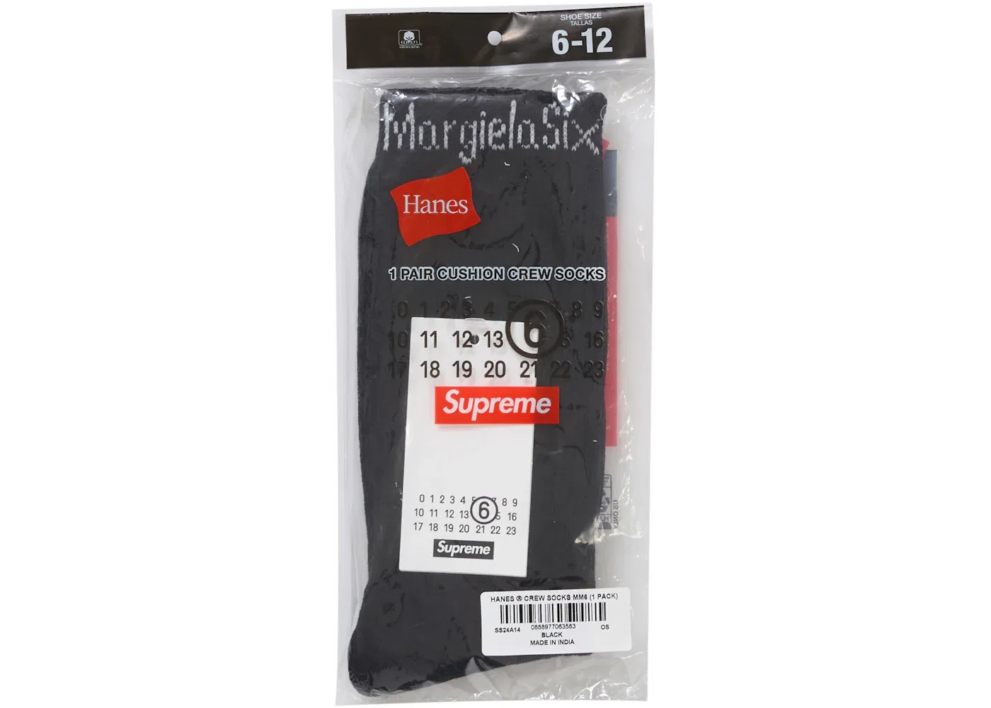 Унисекс носки Supreme MM6 Maison Margiela Hanes, Black