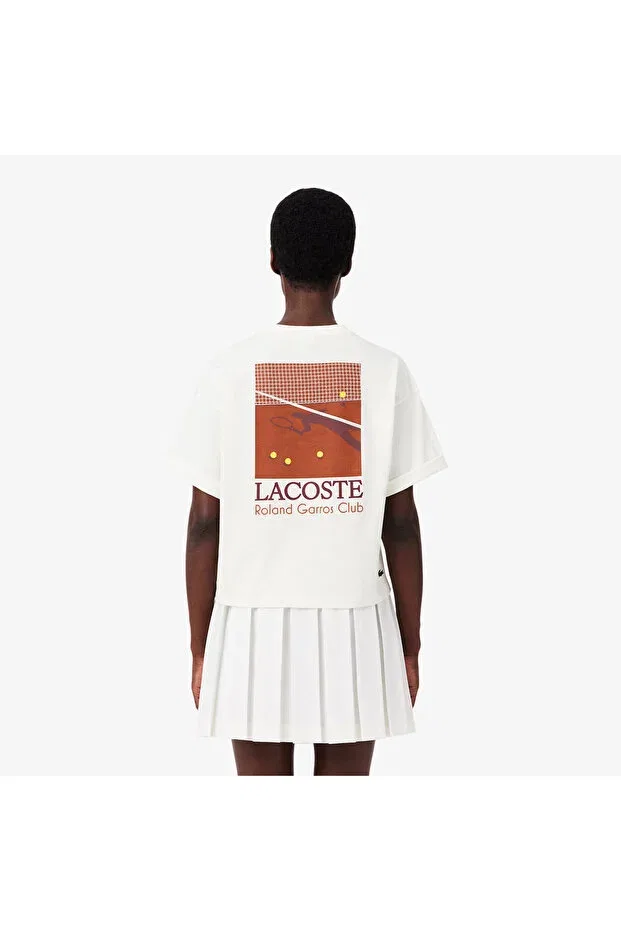 Футболка Lacoste 70V White, свободного кроя, с графическим принтом, белая — фото 3