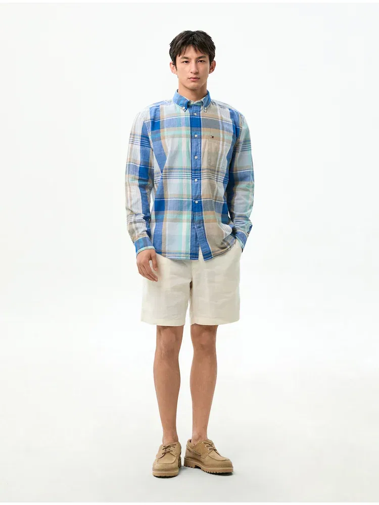 Мужская рубашка Regular Fit из хлопка, Madras Slub Longsleeve TOMMY HILFIGER, Blue — фото 2