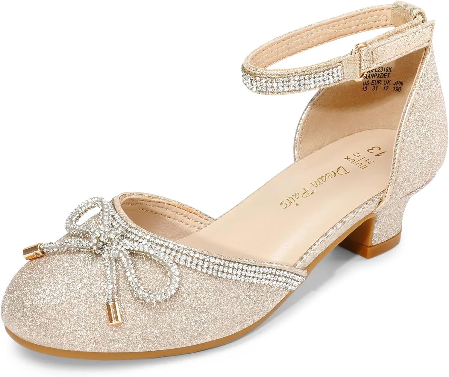 Детские туфли для девочек с блестками и бантом DREAM PAIRS, Pink